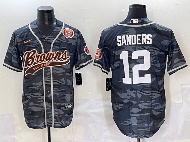 Men 2025 Cleveland Browns 12 Sanders Camo Joint Name Nike Limited NFL Jersey style 5
